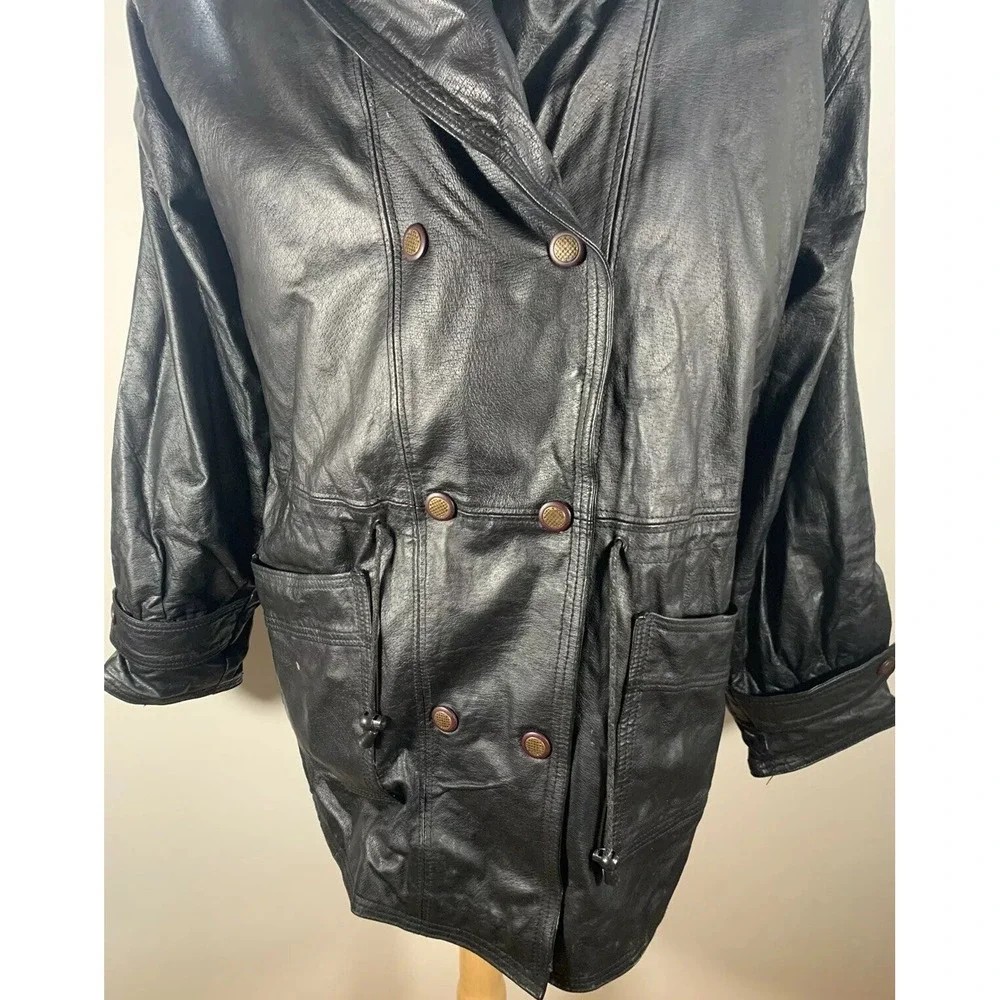 Michael Michelle USA Men's Medium‎ Button Up Leather Hooded Jacket Black